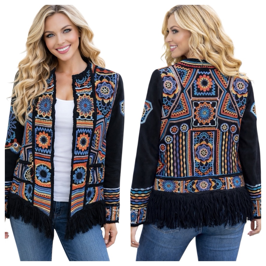 Johnny Was Tasmin Fringe Embroidered Jacket Nwt (Oversized) Rare